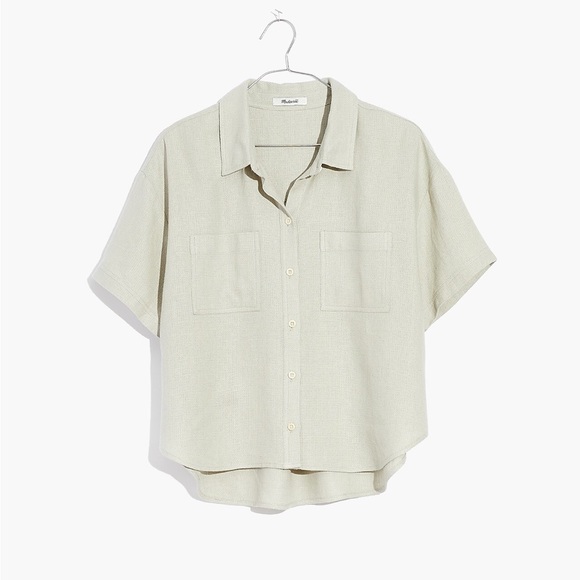 Madewell Breezewoven Beachside Shirttail Top in Ashen Sage in Size Large - Picture 1 of 5